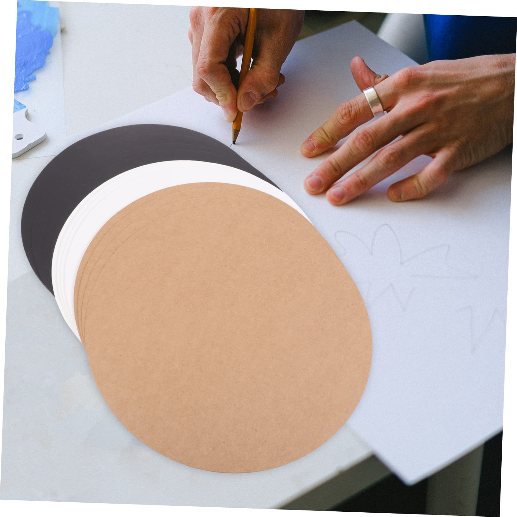 ULDIGI 60 Pezzi Cartoncini Rotondi in Carta Kraft Nera, Leggeri e Portatili, Superficie Liscia per Disegno e Fai da Te