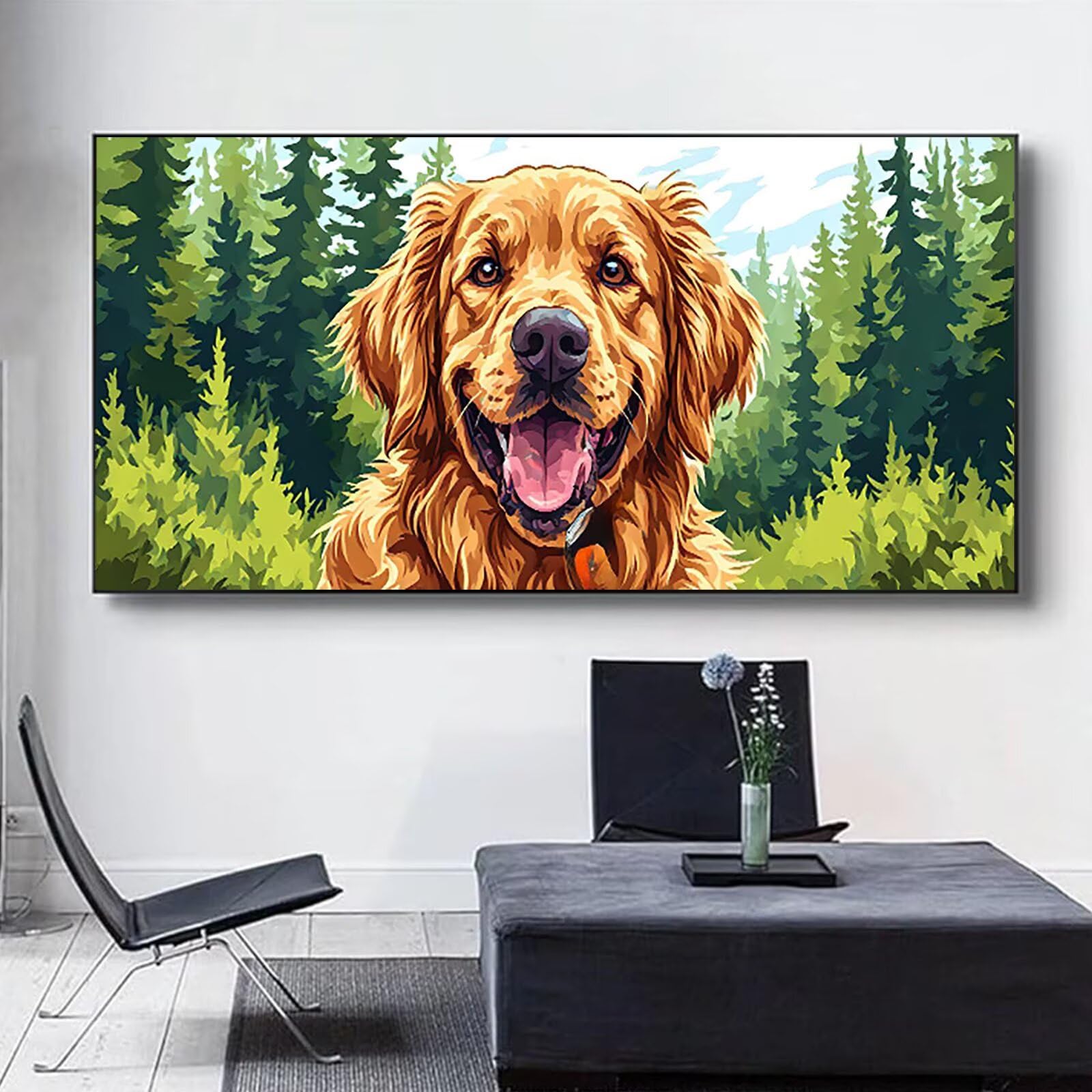 Malen nach Zahlen Kinder Tier, Geschenke für Mädchen Junge, Bastelset Kinder, Malen nach Zahlen Hund | Malen nach Zahlen Ohne Rahmen, für Home Wand Dekor Geschenk (60x120cm) Bastelset Erwachsene 0-B