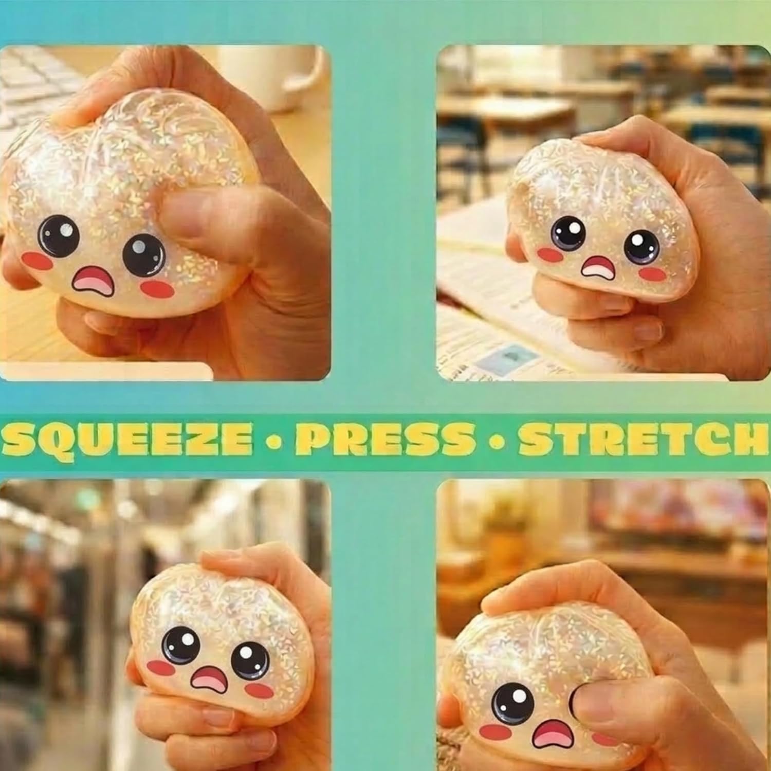 Glitter Dumpling Squishy Mystery Box 2 Pcs - 2026 Upgraded Dumplings Squishes for Adults Teens Squeeze Easter Basket Stuffers & Stocking Stuff Sad White and Gold