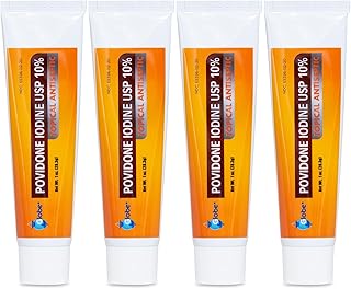 Globe (4 Pack) Povidone Iodine 10% First Aid Ointment 1 Oz, for Cuts Scrapes Burns (Compare to Betadine)