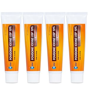 Globe 4 Pack Povidone Iodine 10 First Aid Ointment 1 Oz for Cuts Scrapes Burns Compare to Betadine