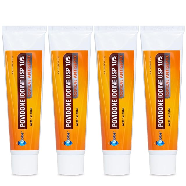 Globe 4 Pack Povidone Iodine 10 First Aid Ointment 1 Oz for Cuts Scrapes Burns Compare to Betadine