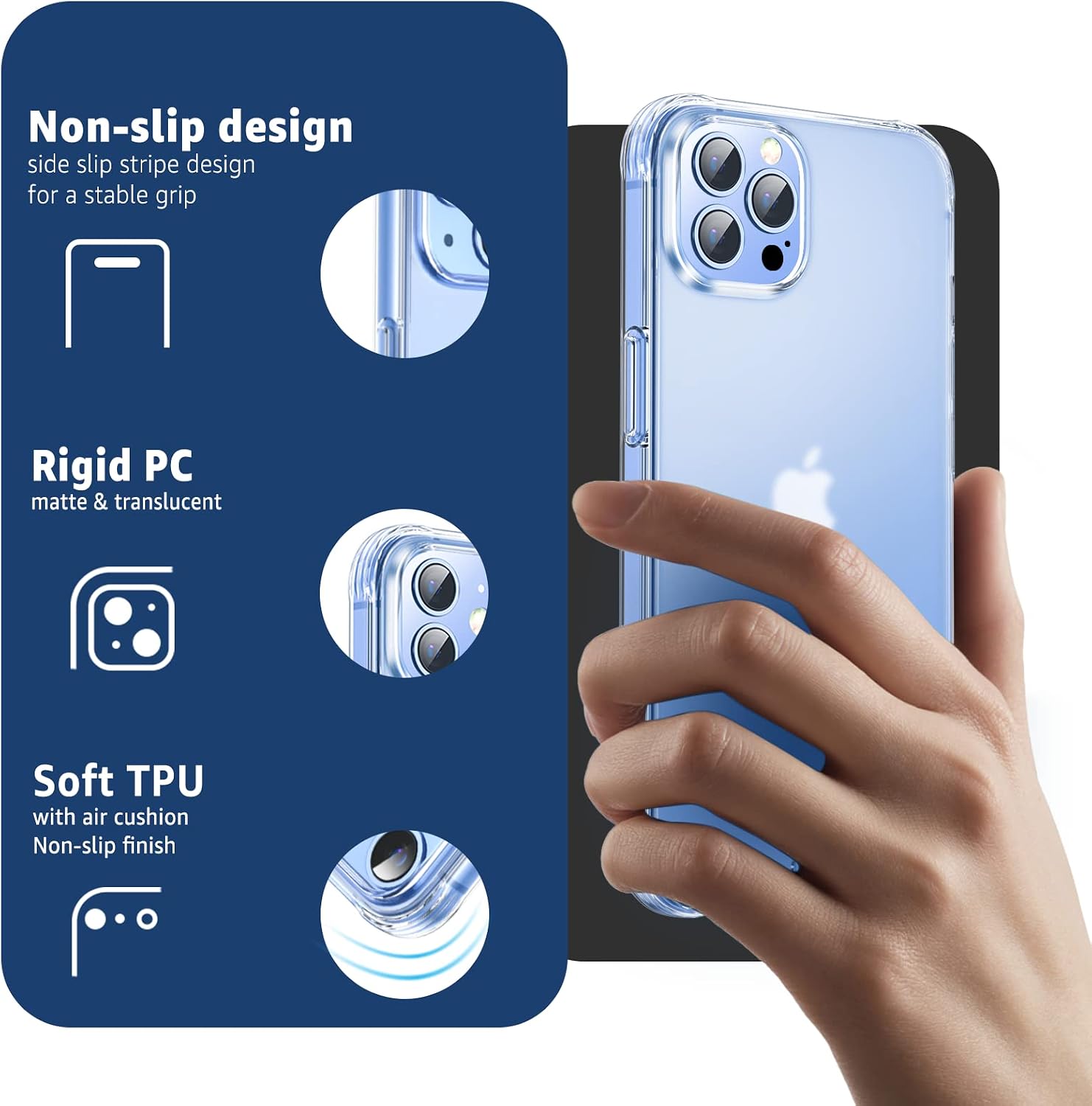 ORIbox for iPhone 12 Pro Max Case Clear,Translucent Matte case with Soft Edges, Lightweight,iPhone 12 Pro Max Phone Clear Case for Women Men Girls Boys Kids