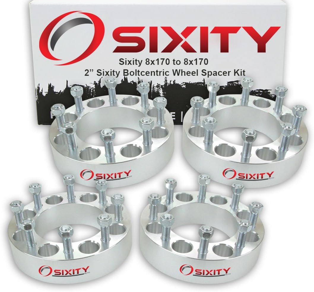 Sixity Auto 4 pc 2" 8x170 Wheel Spacers - Pickup Truck SUV M14x1.5mm 1.75in Studs Lugs