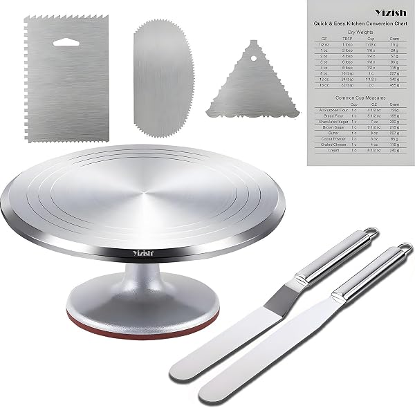 Yizish plato giratorio para tartas, 30 cm aluminio