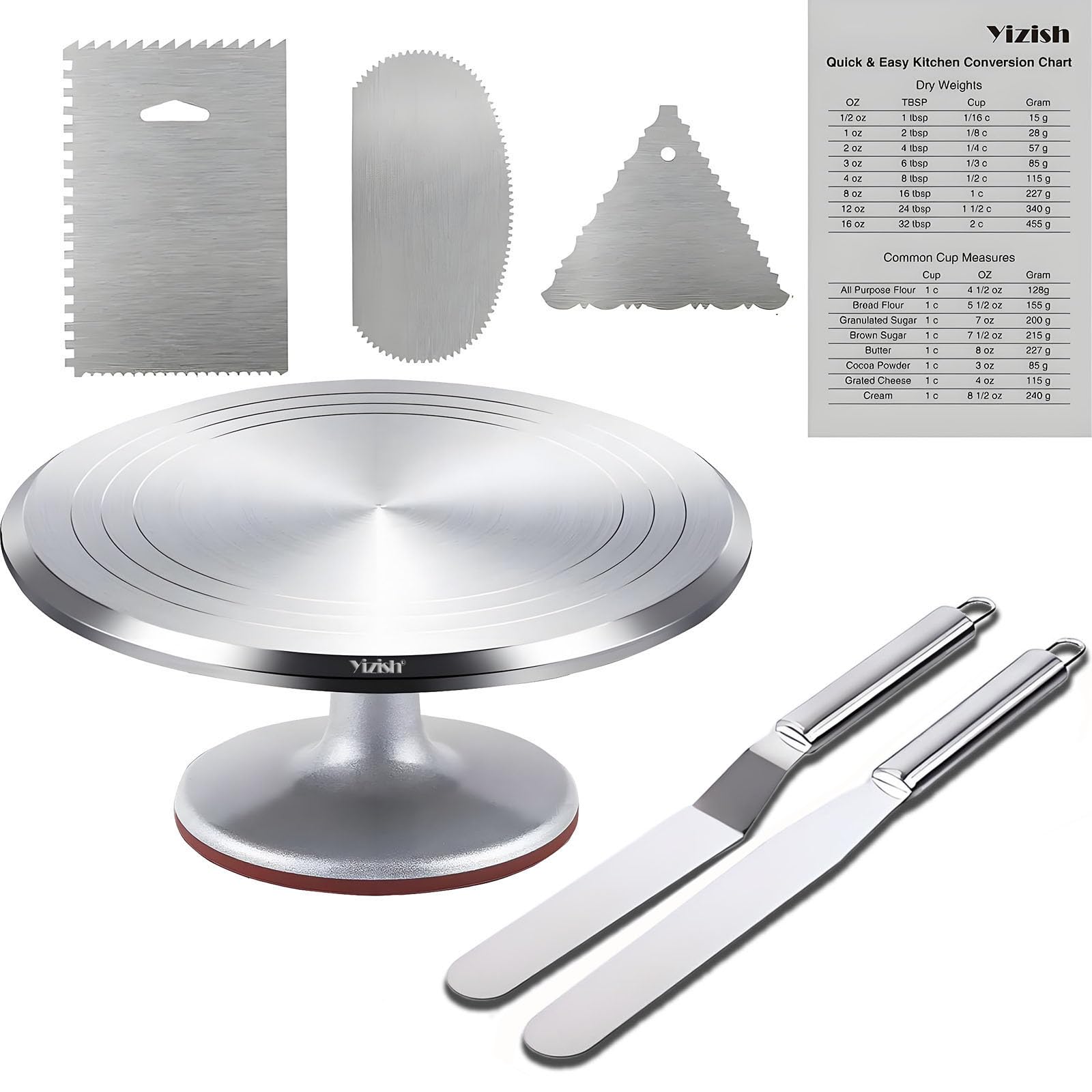 Kit Pasticceria Professionale 42 Pezzi Con Piatto Girevole 360° 27,5 Cm - Sac à Poche, Beccucci, Spatole E Raschietti