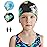 Aegend 2 Pack Kids Swim Cap for Girls Boys Age 3-8, Waterproof Swim Cap Kids Durable Silicone Kids Swimming Cap for Long Hair, Black Hawaii & Blue Hawaii