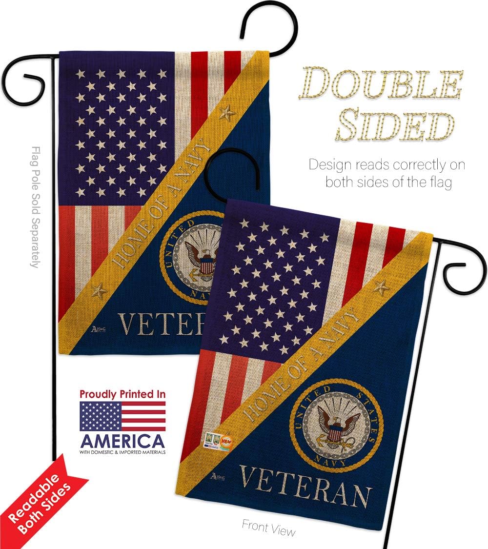 Navy Home of Burlap Garden Flag Armed Forces USN Seabee United State American Military Veteran Retire Official Small Decorative Gift Yard House Banner Double-Sided Made In USA 13 X 18.5