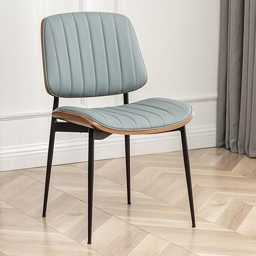 Miniatura 20 de LUNLING Juego de 2 sillas de comedor modernas de mediados de siglo, sillas retro de piel sintética con asiento tapizado de madera curvada de nogal,