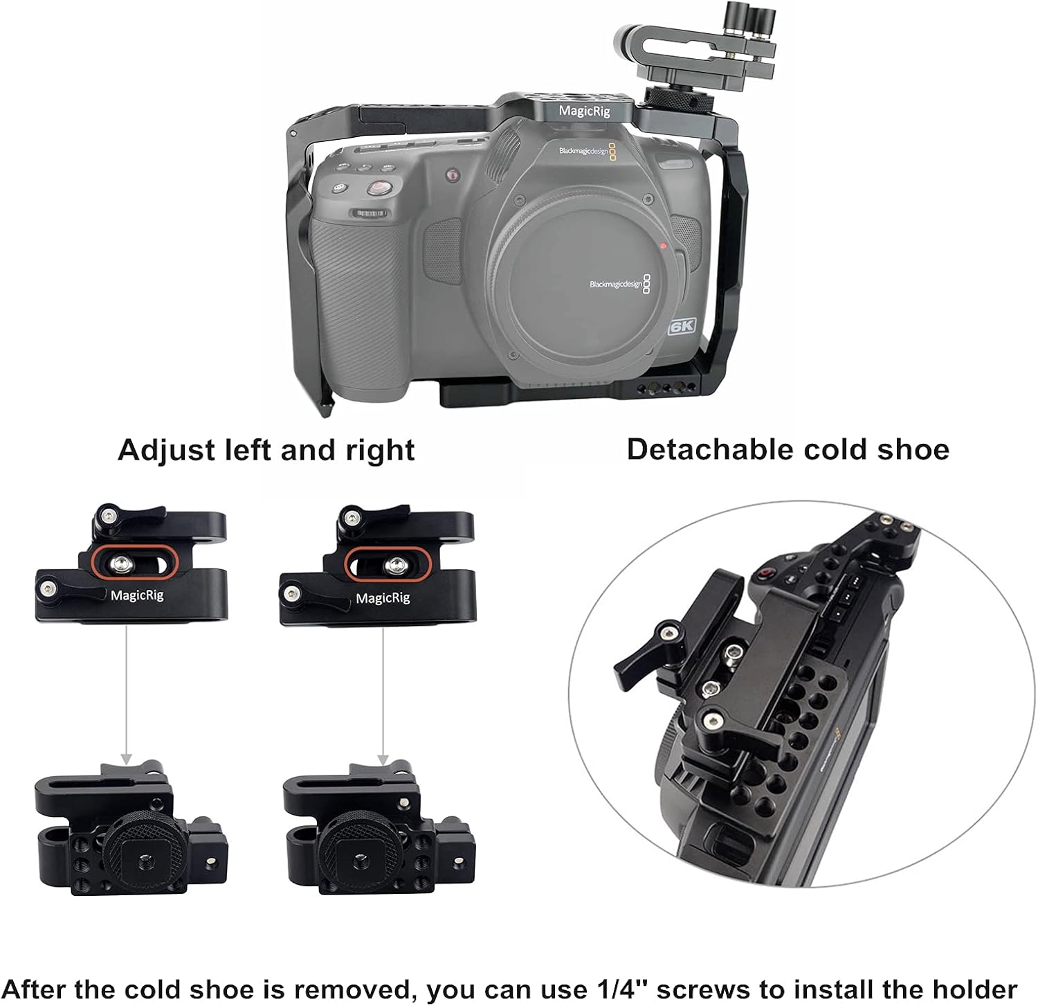 Camera Cage Kit Compatible with BMPCC 6K Pro & 6K G2 for Blackmagic Pocket Cinema Camera 6K Pro & 6K G2