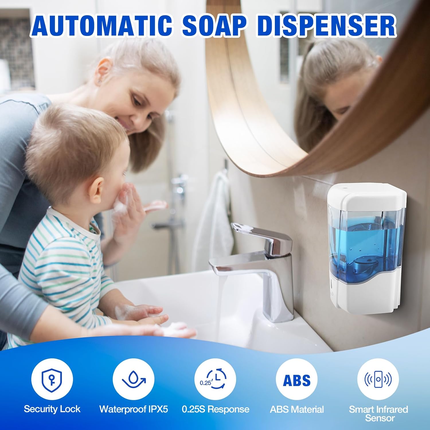 4 Pack Automatic Soap Dispenser Touchless,600 ml / 20 oz Commercial Hand Soap Dispenser,Wall Mount Hand sanitizer Dispenser for Bathroom Offices Home Kitchen Hotel,White - Image 5