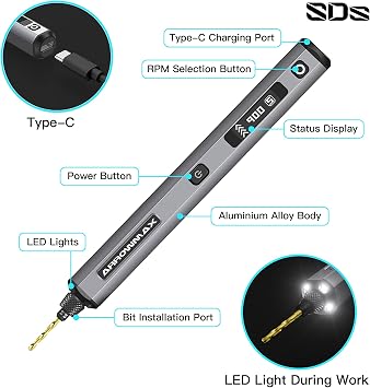 Electric Mini Drill Pen & AM ARROWMAX CNC-Aluminum V-Block