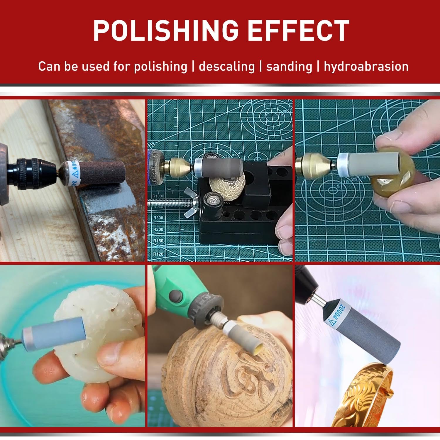 10Pcs 2000 Grit Sanding Drums Sandpaper Sticks Set with 1/8"(3mm) Shank for Dremel Rotary Tool, Suitable for Metal Rust Removal/Jade Polishing/Stone Grinding