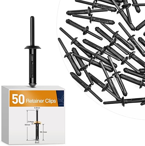 Miniatura 2 de GOOACC 50 Piezas Remaches Ciegos de Nylon con Orificio de 14", Guardabarros Parachoques Moldura de Puerta Retenedor de Remache de Plástico