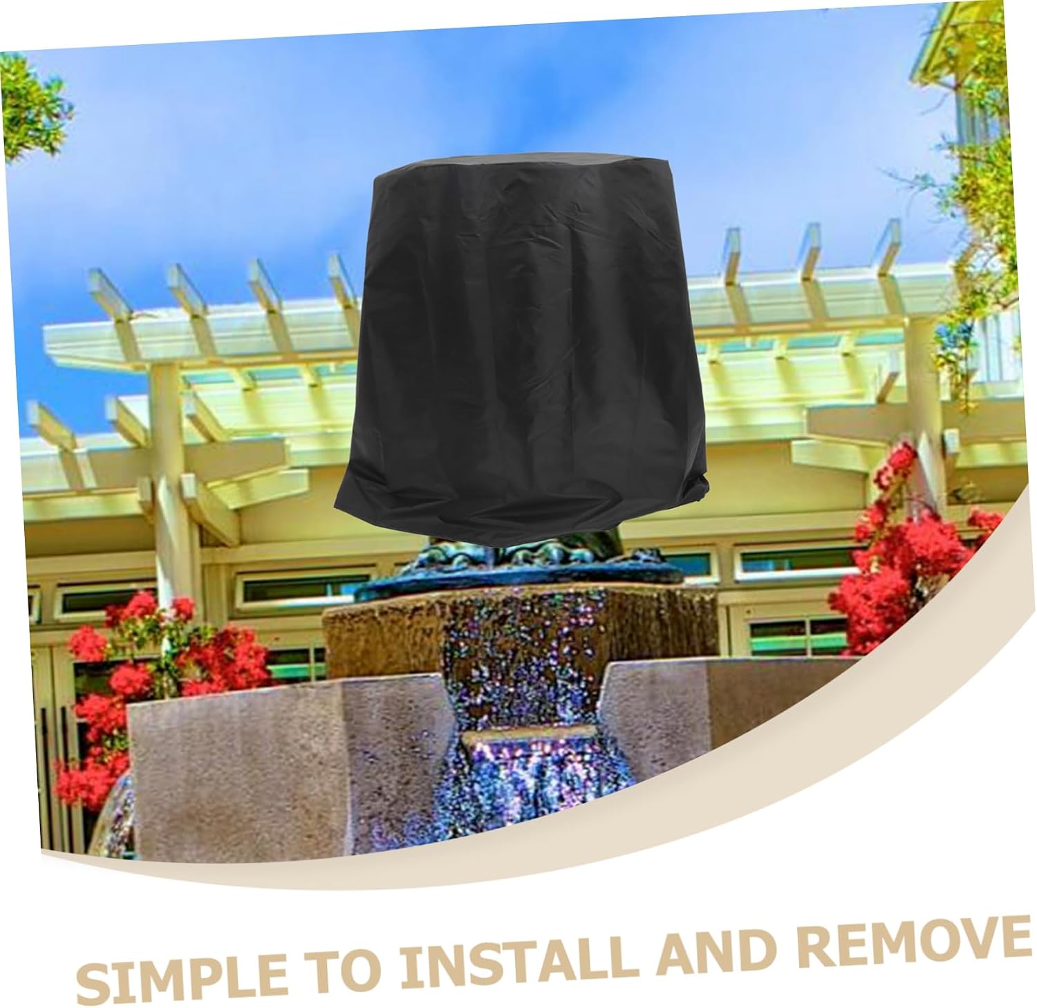 Outdoor Fountain Cover for Rain and Protection Heavy-Duty Oxford Fabric Bird Bath Protector with Drawstring for Garden Statues and Decor
