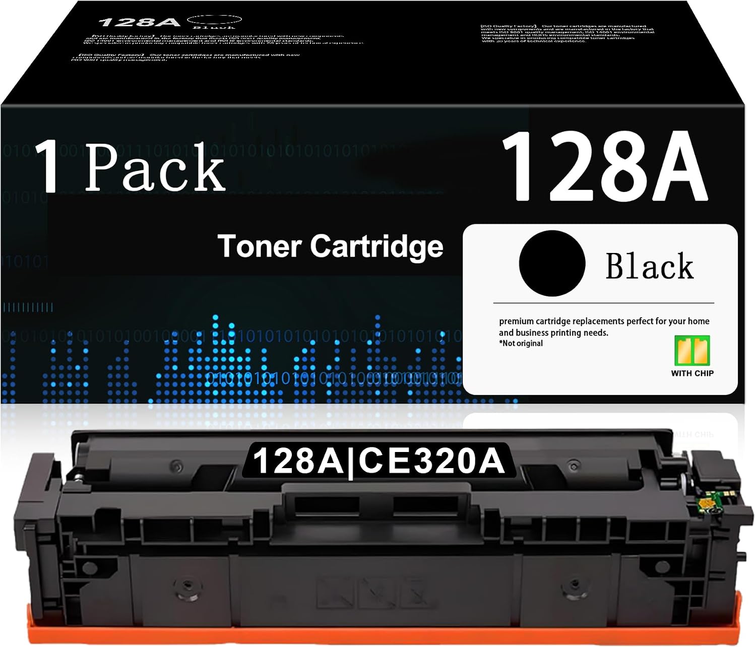 128A Black Toner Cartridge (1-Pack) Replacement for HP 128A CE320A Toner Color MFP CP1525N CP1525NW CM1415FNW CM1415FN MF8080CW MF8050CN Printer