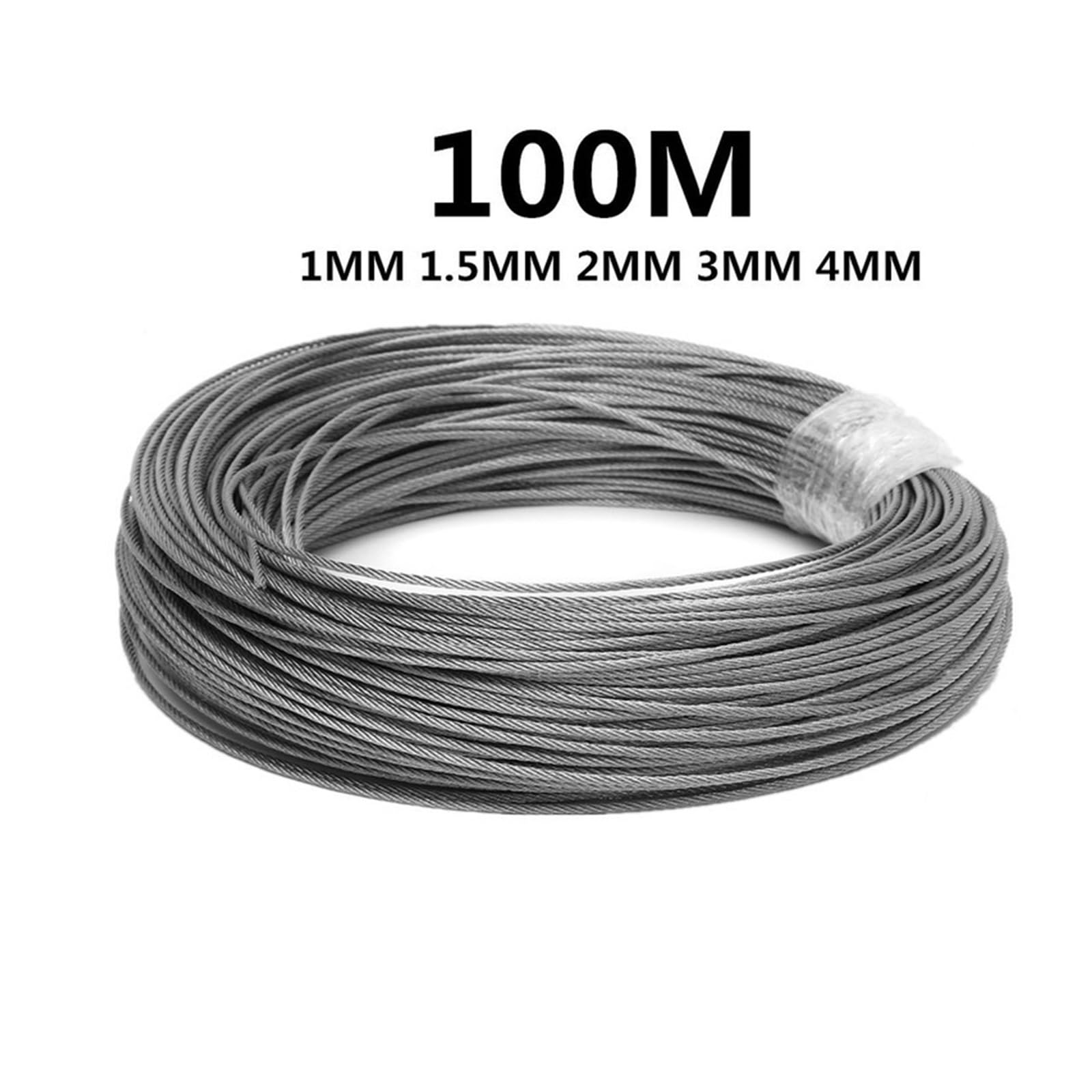 100Meters 304 Stainless Steel Wire Rope Soft Fishing Lifting Wire Rope 7 * 7 Clothesline 1mm/ 1.5mm/2mm(1.5mm)