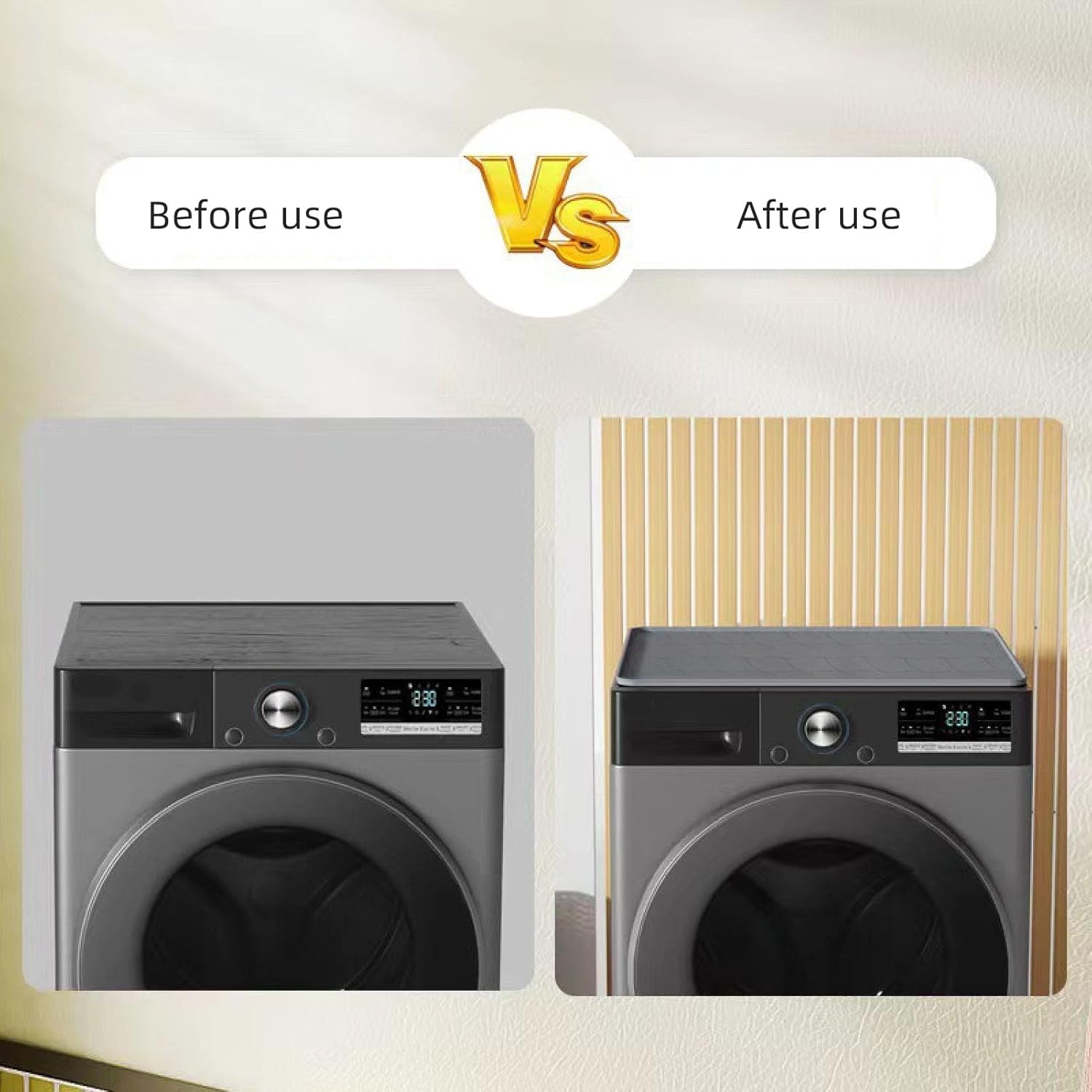 ZJchao Silicone Laundry Mat, Washer and Dryer Top Mat, 23.6 X 23.6in Anti Slip Washer Protective Pad, Raised Edges Tray Like Structure, Easy Cleaning, Multi Use Mat, Anti Slip Bath Mat