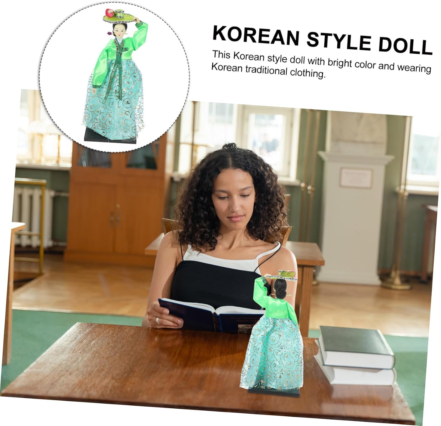 KICHOUSE Korean Hanbok Doll Figurine Delicate Doll Decor Unique Korean Art Crafts for Home Decoration Vibrant Colors Fine Workmanship Gift Souvenir
