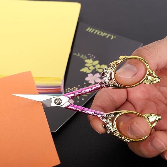 Sewing Scissors Sharp Threading Scissors with Cover for Embroidery Needlework Craft Artwork Cross Stitch DIY Tools, 4.7in Pink Butterfly Shears