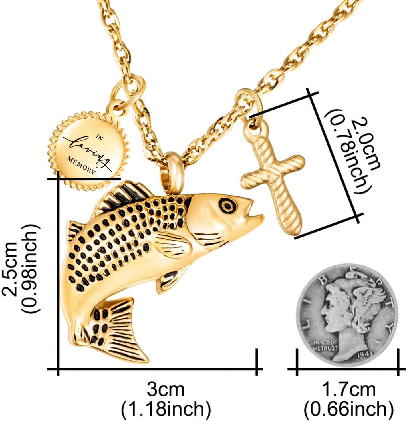 Dletay Fish Cremation Jewelry for Ashes Memorial Ashes Keepsake Necklace Urn Necklace Pendant - Image 2