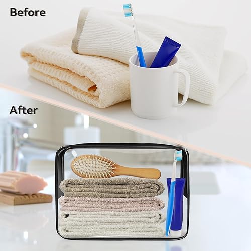 Miniatura 3 de TISRATOK Bolsa de maquillaje transparente, 16 piezas, bolsa de aseo esencial de viaje, organizador de cosméticos de PVC transparente, bolsa de