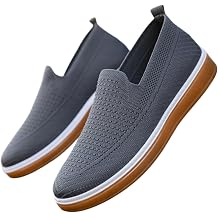 Slip On Shoes Men Elderly Lightweight Walking Shoes Comfortable Breathable Kitchen Mens Sneakers Easy Slip On Low-Top Sneakers Cushioned Thick Zero Drop Sole Wide Fit Trainers