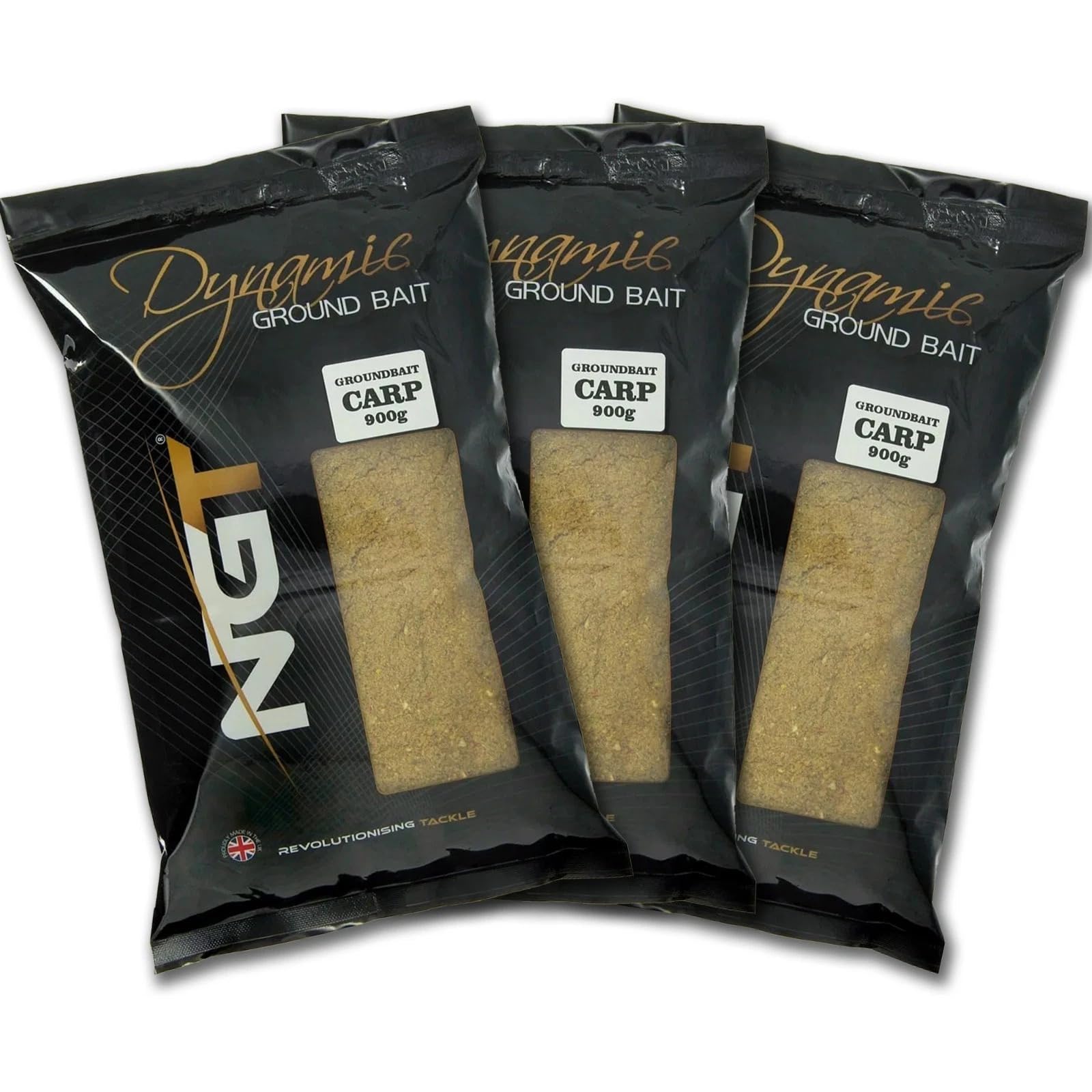 Carp Fishing Groundbait 3x 900g Bags of NGT Dynamic Ground Bait Mix Natural