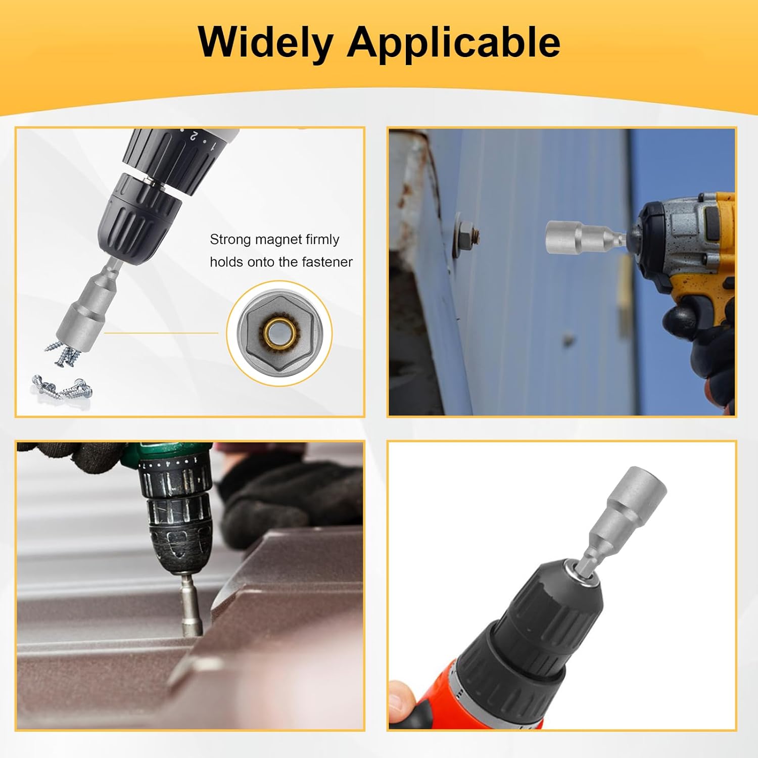 8 PCS Hex Nut Driver, Magnetic Power Nut Driver Bit Sets, Bearing Steel Drill Bit Holder, Socket Adapter Hex Set for Electric Drill