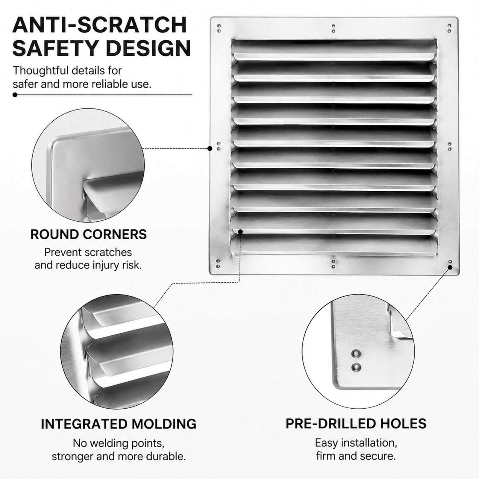 Deflettore Quadrato per Unità Esterna Condizionatore Copertura Frangivento In Acciaio Inox Diametro 43–63 Cm Impedisce Il Flusso D'Aria Diretto Adatto Ad Ambienti Residenziali e C 48x48cm/18.9x18.9in