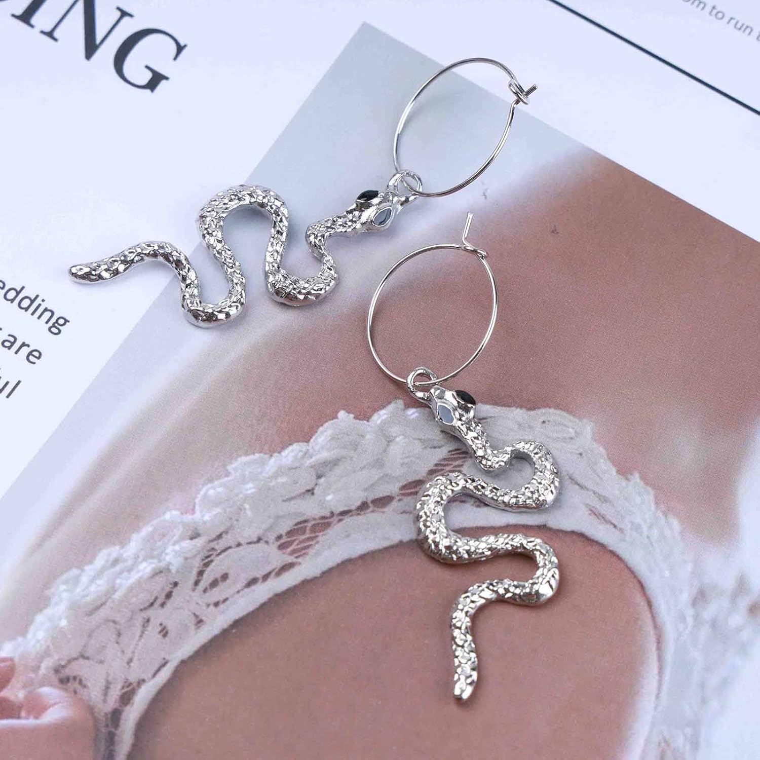 YienDoo Vintage Snake Drop Dangle Earrings Silver Boho Snake Shaped Charm Huggie Hoop Earrings Minimalist Long Snake Dangling Earrings Statement Cleopatra Earrings Jewelry for Women - Image 6