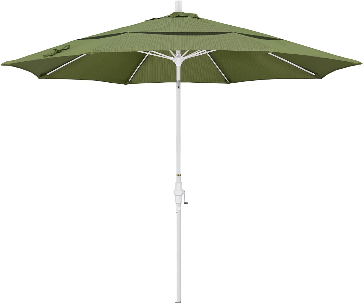 California Umbrella 11' Round Crank Lift, Collar Tilt, Aluminum Pole, Fiberglass Rib Patio Umbrella, White Finish