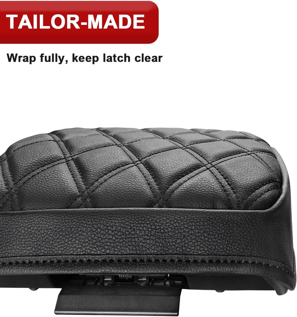 KBH Center Console Armrest Cover for 2024 2025 2026 Toyota Tacoma, PU Leather Interior Accessories, Durable Middle Console Lid Protector Arm Rest Pad, Anti-Scratch, Black