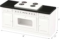 Vista 4 de Estufa de cocina de casa de muñecas de madera, mini horno blanco con quemadores y rango, muebles de gabinete a escala 1:12 para muñecas de 6