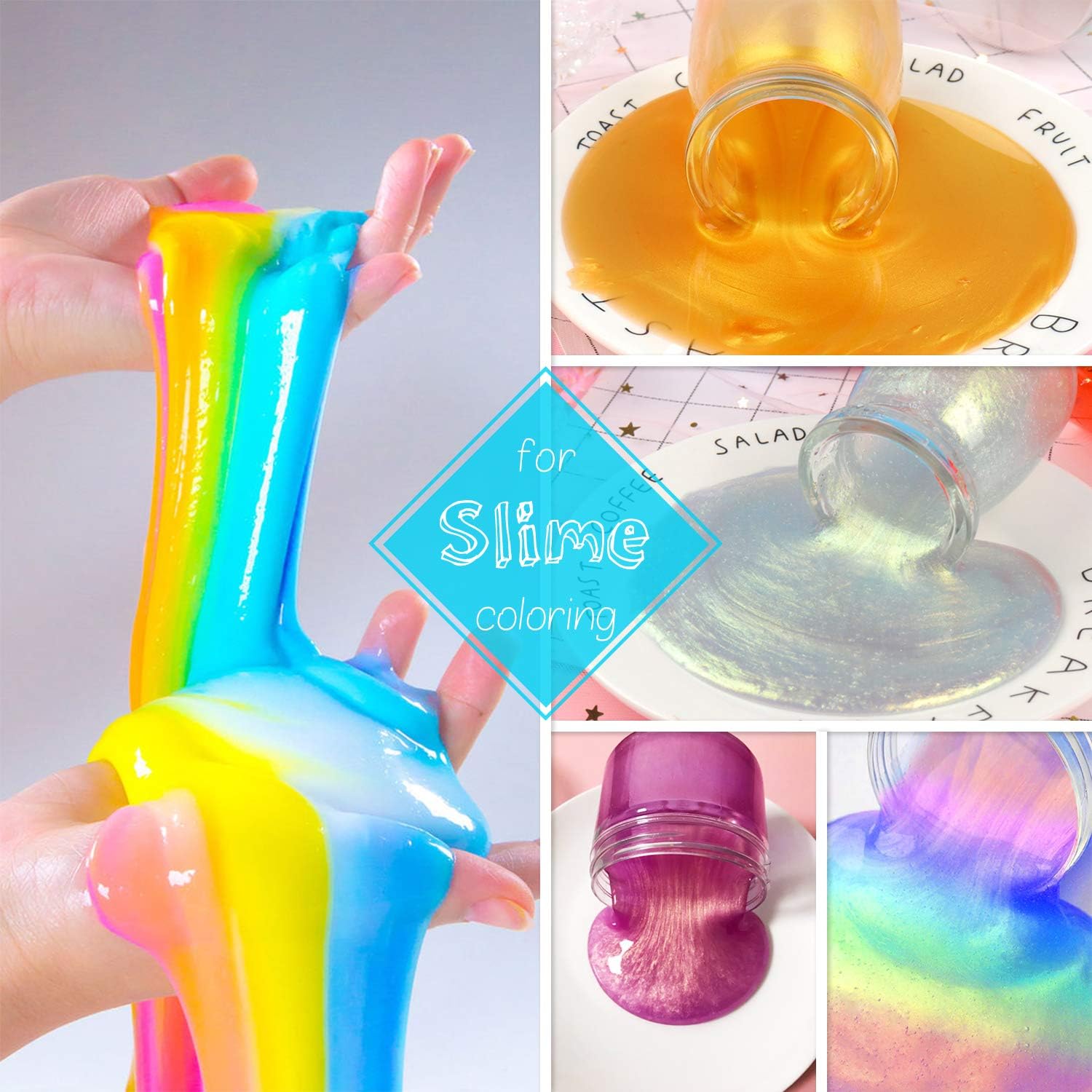 Mica Powder 21 Shake Jars - Huge 210g/7.41oz Set - Cosmetic Grade Metallic Epoxy Resin Dye Resin Color Pigment Powder, Natural Slime Coloring Soap Dye Colorant for Soap Making,Nail Art,Bath Bomb,Slime