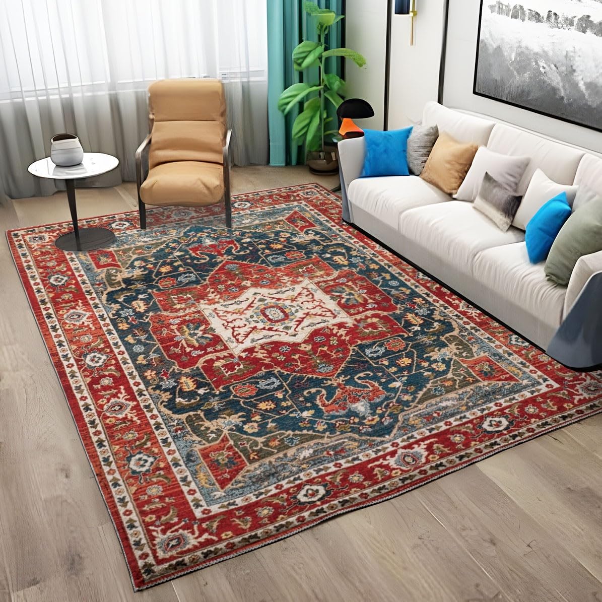Tapis de bureau et chambre rouge rétro pour ambiance chaleureuse