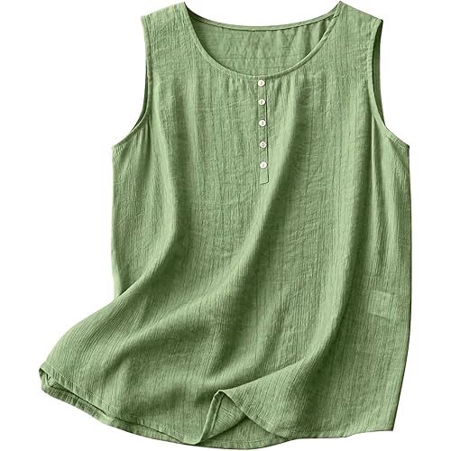 CRNTCEM Womens Loose Spaghetti Strap Tank Tops Sleeveless Scoop Neck Summer Flowy Vest Lightweight Linen Comfy Camisole
