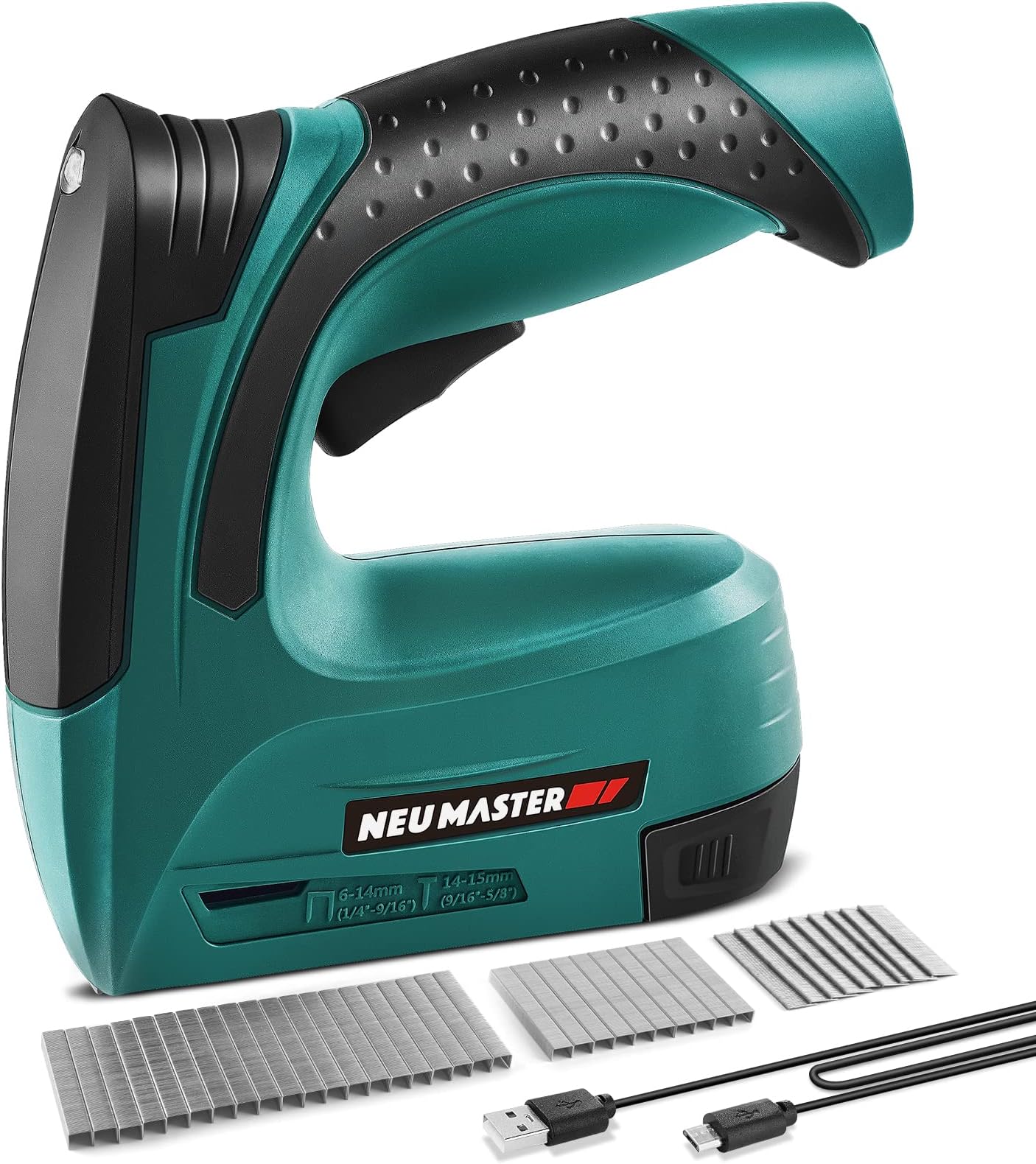 Cordless Staple Gun, NEU MASTER 2 in 1 Electric Brad Nailer/Stapler, 4V Power Stapler Tacker with USB Charger Cable, 3000pcs Staples and 500pcs Nails for Upholstery, Material Repair and Carpentry