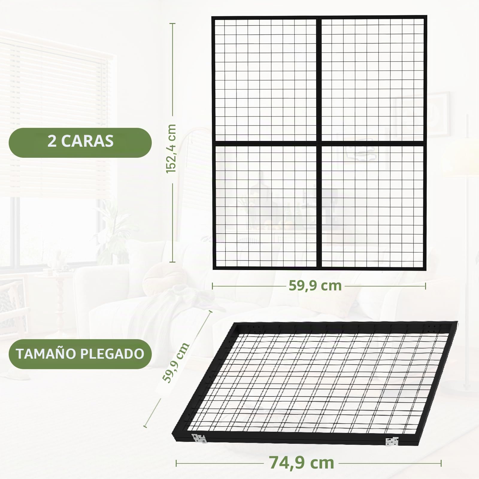 Panel de pantalla plegable de rejilla – Paneles de pared de rejilla de alambre resistentes de 2 x 5 pies para tienda minorista, feria, tienda emergente, exhibición versátil (paquete de 2