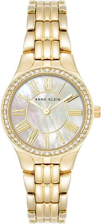 Anne Klein Womens Premium Crystal Accented Bracelet Watch, gold, Modern