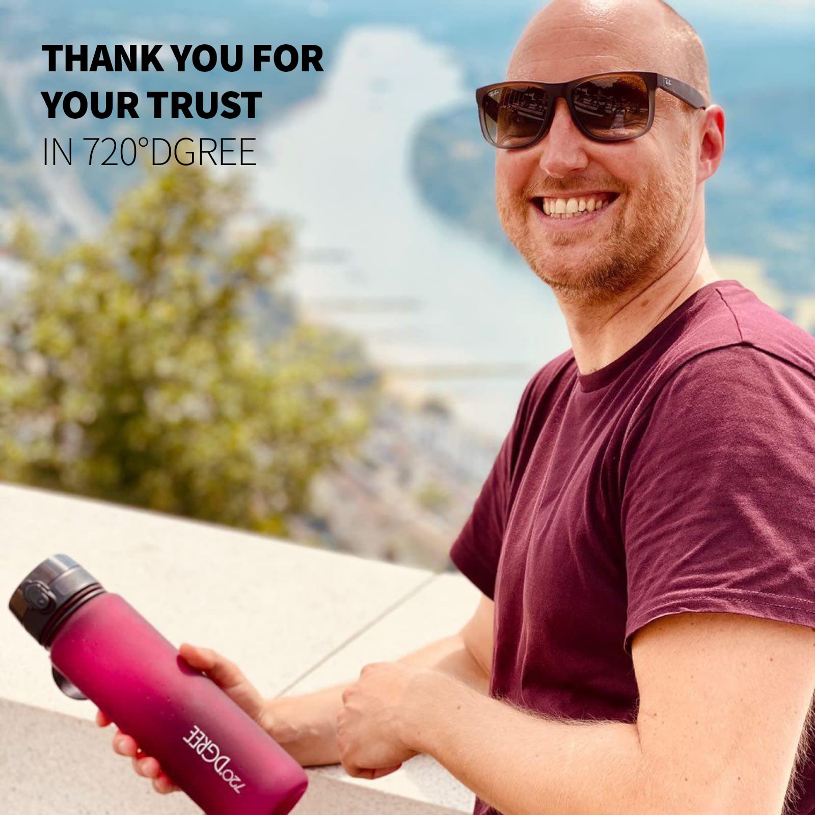 720°DGREE Gourde, Bouteille d’Eau “uberBottle“ +Tamis-Fruits – 350ml, 500ml, 650ml, 1l, 1,5l, 2l - Sans BPA, Étanche, Anti-Fuite, Réutilisable, Légère - Idéal pour École, Sport, Fitness, Gym, Travail - 5