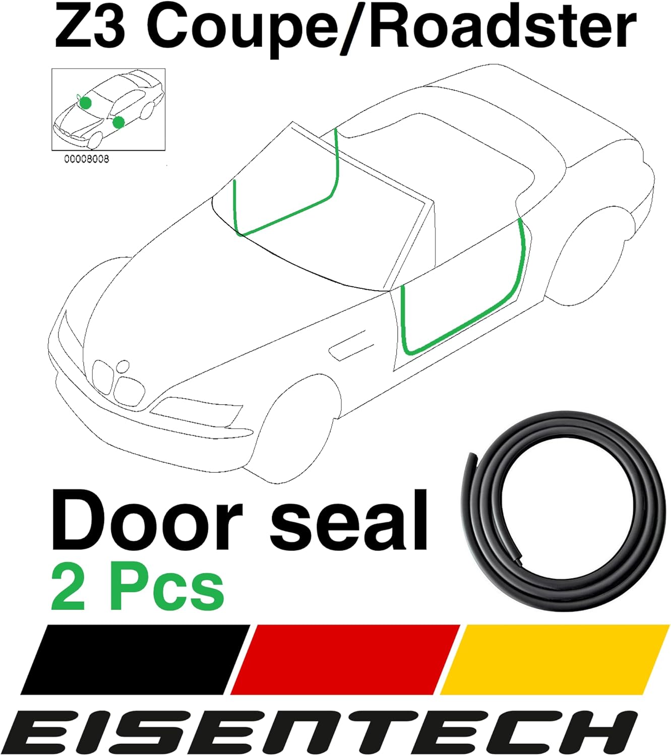 Luxury Felt Door Seal WeatherStrip Edge Protector Set Compatible for BMW e36 Z3 Coupe/Roadster 1996-2002 4