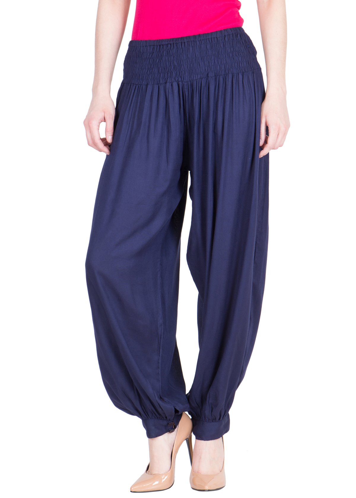 Women's Rayon Harem Pant | Harem Pant for Women | Patiala Pants | Afghani Salwar Palazzo | Comfortable & Regular Fit Pants for Yoga, Dancing - Free Size (in, Alpha, M, Regular, Blue Dhoti)-image-28