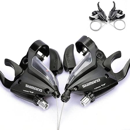 IndiaLot Bicycle Shifter (3x7) 21 Speed Bicycle Shifters Set MTB (Left+ Right) Brake Lever Shifter with Shift Cables (Black, 1 Pair)