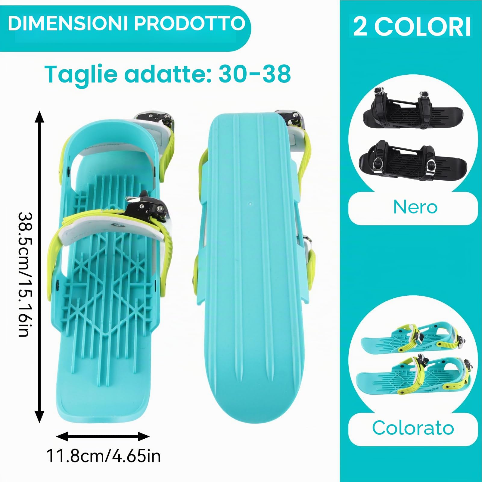 Mini Pattini Da Sci, 15,16x4,65in Mini Scarponi Da Sci Tavole Da Sci Regolabili Attaccabili Agli Scarponi Da Sci Pattini Da Neve Snowblade Tavole Da Sci per Piste Da Discesa Sport Invernali(Colorato)
