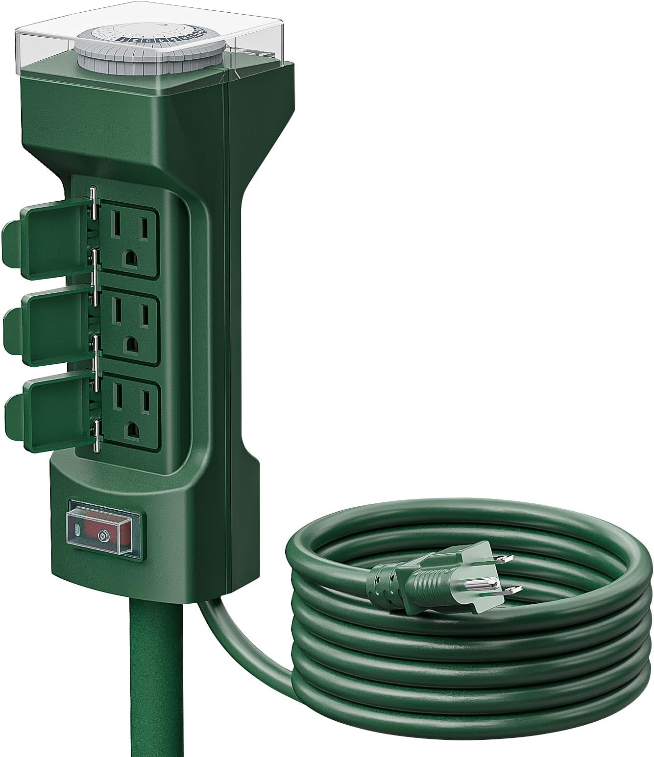 DEWENWILS Outdoor Mechanical Power Stake Timer, 25 Ft Outdoor Extension Cord Multiple Outlets