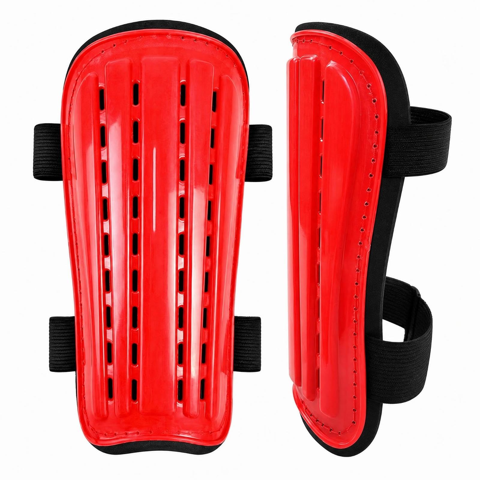 Soccer Shin Guards Hard Shell Molded Shin Guards Ventilated Leg Protection for Football Red M-image-45