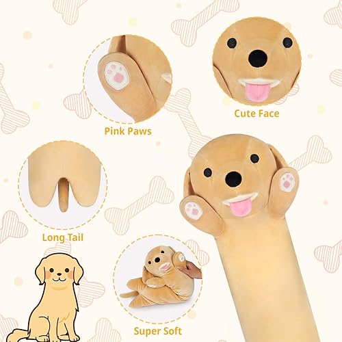 Miniatura 2 de Almohada larga de felpa para perro, almohada de animales de peluche Golden Retriever de 24 pulgadas, almohada suave y larga para dormir, juguete de