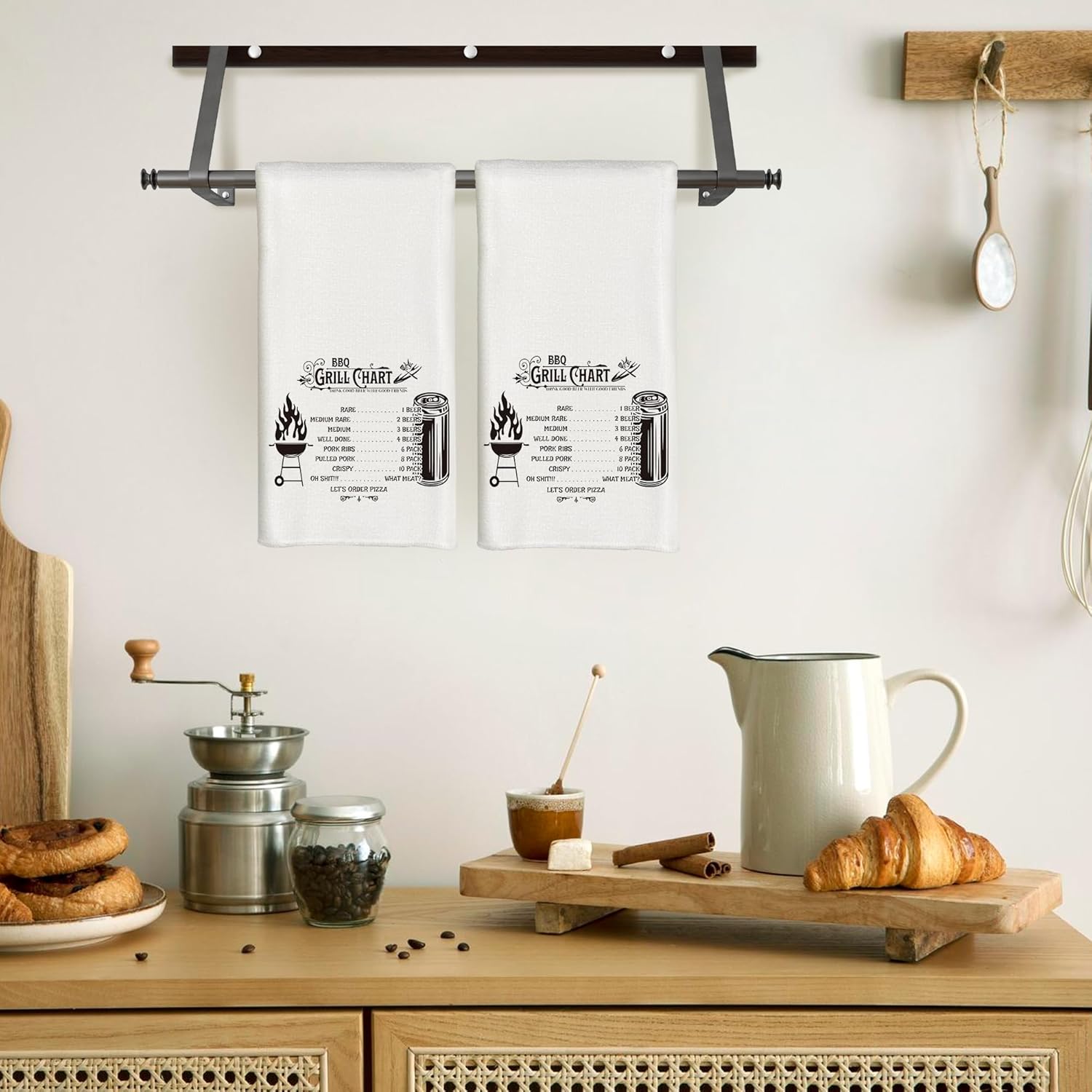 BBQ Grill Chart Funny Kitchen Grill Towels, BBQ Decor, Grilling Dish Towels Tea Towel for Kitchen, Cooking Towels, Grilling Cooking Gifts for Men Women, 16x24 Inch - Image 3