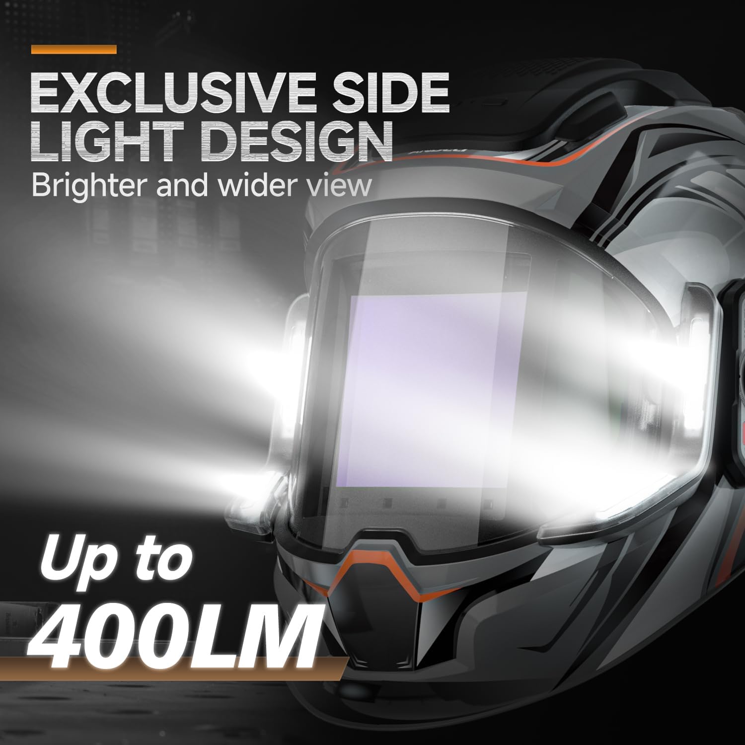 ANDELI Welding Helmet with 4 LED Light, Panoramic Large Viewing Screen 3.94"X3.74" True Color Auto Darkening Welding Helmet, 6 Arc Sensor Wide Shade 4/5-9/9-13 Welder Mask Type-C Charging - Image 3